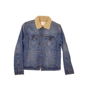 Aeropostale Sherpa Lined Denim Jacket Women’s Small | Blue Jean Trucker Coat